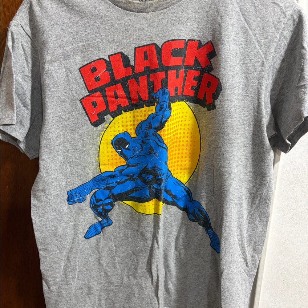 THE BLACK PANTHER Marvel Comics Retro Short Sleeve T-Shirt Size Medium Gray Tee